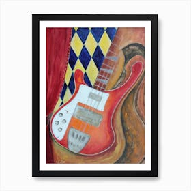 Wall Art With Red Bass Guitar Vibrant Expressions Art Print