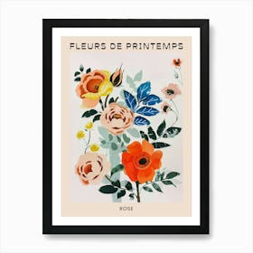 Spring Floral French Poster  Rose 1 Art Print