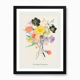 Evening Primrose 3 Collage Flower Bouquet Poster Art Print