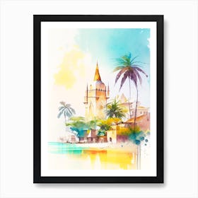Zanzibar Tanzania Watercolour Pastel Tropical Destination Art Print