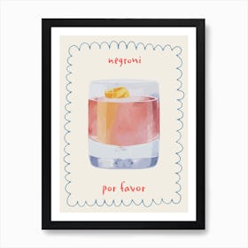 Negroni Por Favor Cocktail Kitchen Drink Art Print
