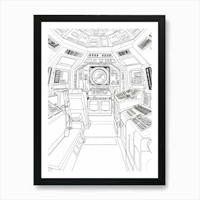 The Millennium Falcon (Star Wars) Fantasy Inspired Line Art 2 Art Print