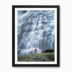 A Man And Enormous Waterfall, Oil Painting Art Print