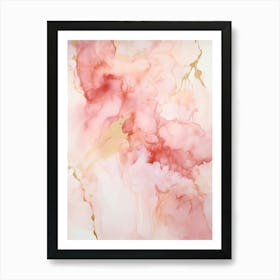 Pink And White Flow Asbtract Painting 1 Art Print