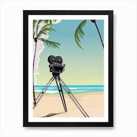 Film Camera On The Beach Art Print