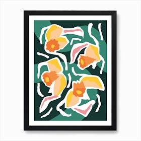 Dark Dancing Daffodils Art Print