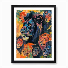 Black Lion Lion In Different Seasons Fauvist Painting 3 Art Print