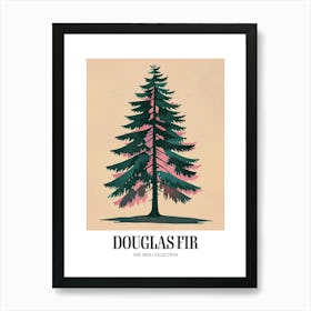 Douglas Fir Tree Illustration Colourful 3 Poster Art Print