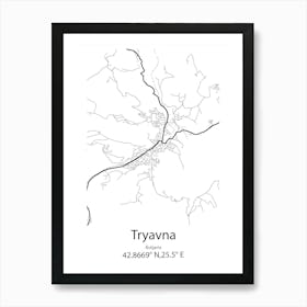 Tryavna,Bulgaria Minimalist Map Art Print