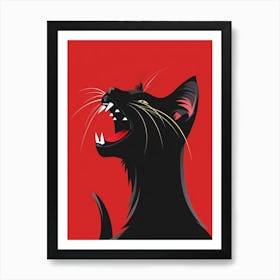 Black Cat Roaring Art Print