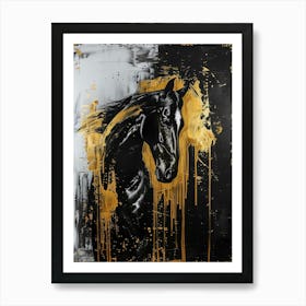 Gold And Black Horse 1 Art Print