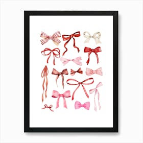 Coquette Red Bows Art Print