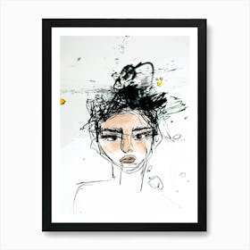 Woman With A Head Full Of Water Art Print