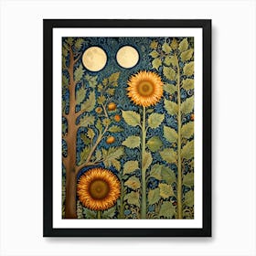 William Morris Sunflowers And Moon Art Print