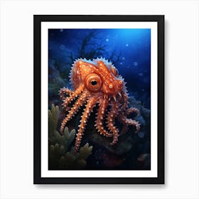 Star Sucker Pygmy Octopus Illustration 3 Art Print