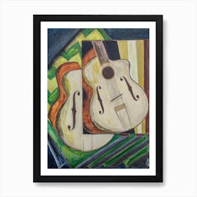 Bedroom Wall Art with Guitars  Art Print