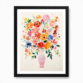 Watercolor Flowers In A Vase Art Print