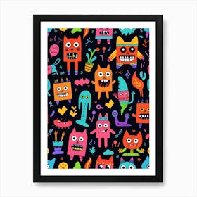 Monsters Seamless Pattern 2 Art Print