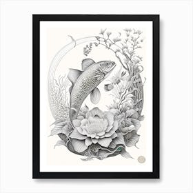 Showa Koi Fish 1, Haeckel Style Illustastration Art Print