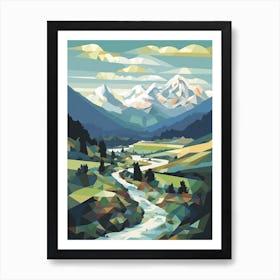 Patagonia, Argentina View   Geometric Vector Illustration 1 Art Print