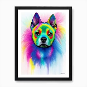 American Hairless Terrier Rainbow Oil Painting Dog Art Print
