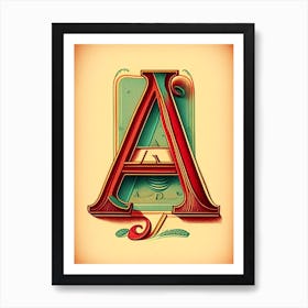 A, Letter, Alphabet Vintage Sketch 3 Art Print