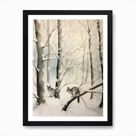 Winter Watercolour Gray Squirrel 1 Art Print