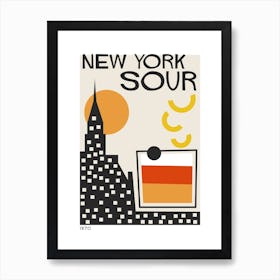 New York Sour Retro Cocktail  Neutral Art Print
