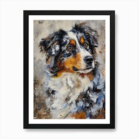 Australian Shepherd Dog  Acrylic Painting 11 Art Print