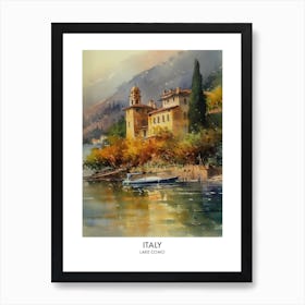 Lake Como, Italy 4 Watercolor Travel Poster Art Print