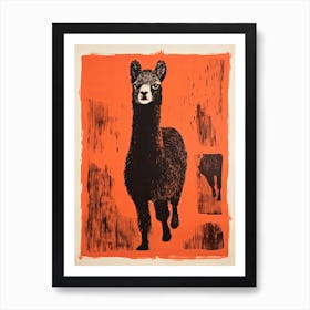 Alpaca, Woodblock Animal Drawing 2 Art Print