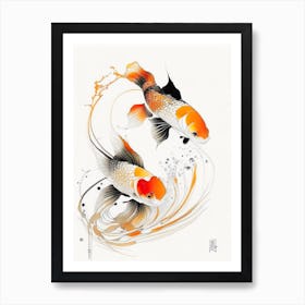 Kinsui Koi 1, Fish Minimal Line Drawing Art Print