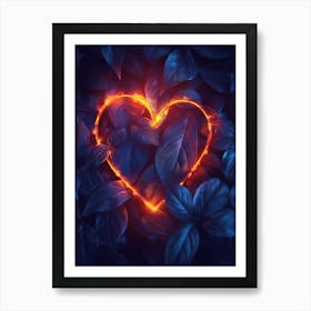 Heart Of Fire Leaves Art Print