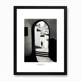 Poster Of Granada, Spain, Black And White Analogue Photography 4 Art Print