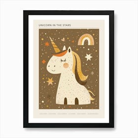 Unicorn & Stars Muted Pastels 1 Poster Art Print