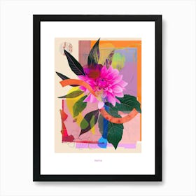 Dahlia 1 Neon Flower Collage Poster Art Print