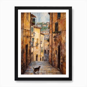 Painting Of Florence With A Cat In The Style Of Gustav Klimt 4 Art Print