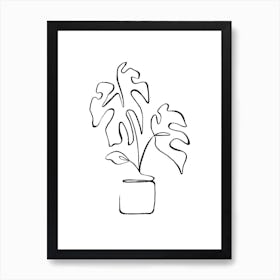 Minimal Monstera Deliciosa Plant Art Print