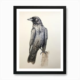 Vintage Bird Drawing Raven 2 Art Print