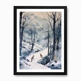 Winter Watercolour Fox 1 Art Print