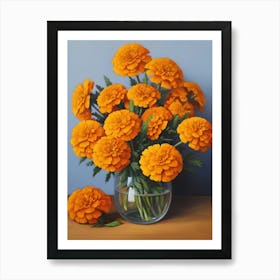 Orange Flowers In A Vase 2 Art Print