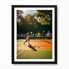 Tennis Match Captured In Natural Light Dynamic Action Shot Players Poised Mid Strike Sun Casting (4) Art Print