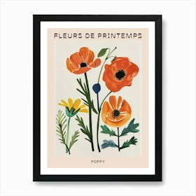 Spring Floral French Poster  Poppy 2 Art Print