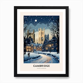 Winter Night  Travel Poster Cambridge United Kingdom 3 Art Print