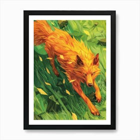 Fox In The Grass 3 Art Print