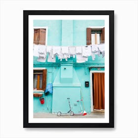 Turquoise Washing Burano Art Print