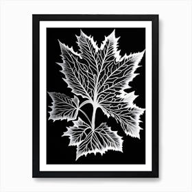 Maple Leaf Linocut 2 Art Print