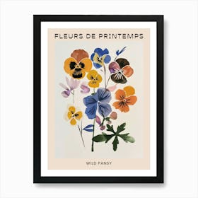 Spring Floral French Poster  Wild Pansy 3 Art Print