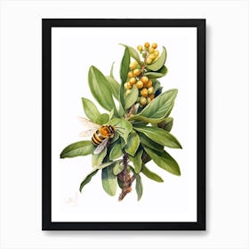 Beehive With Laurel Watercolour Illustration 3 Art Print