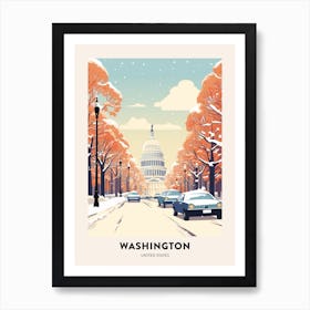 Vintage Winter Travel Poster Washington Dc Usa 2 Art Print